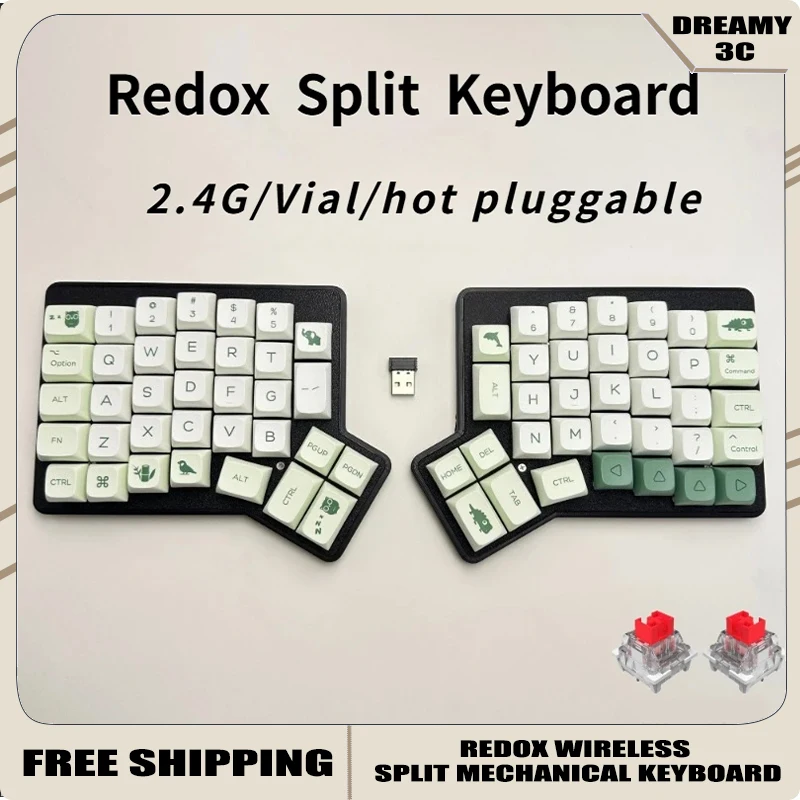 Фото Беспроводная механическая клавиатура Redox Ergodox с раздельным корпусом из PLA, поддержка горячей замены, VIAL 2.4G, эргономичная клавиатура, персонализированные подарки. №2