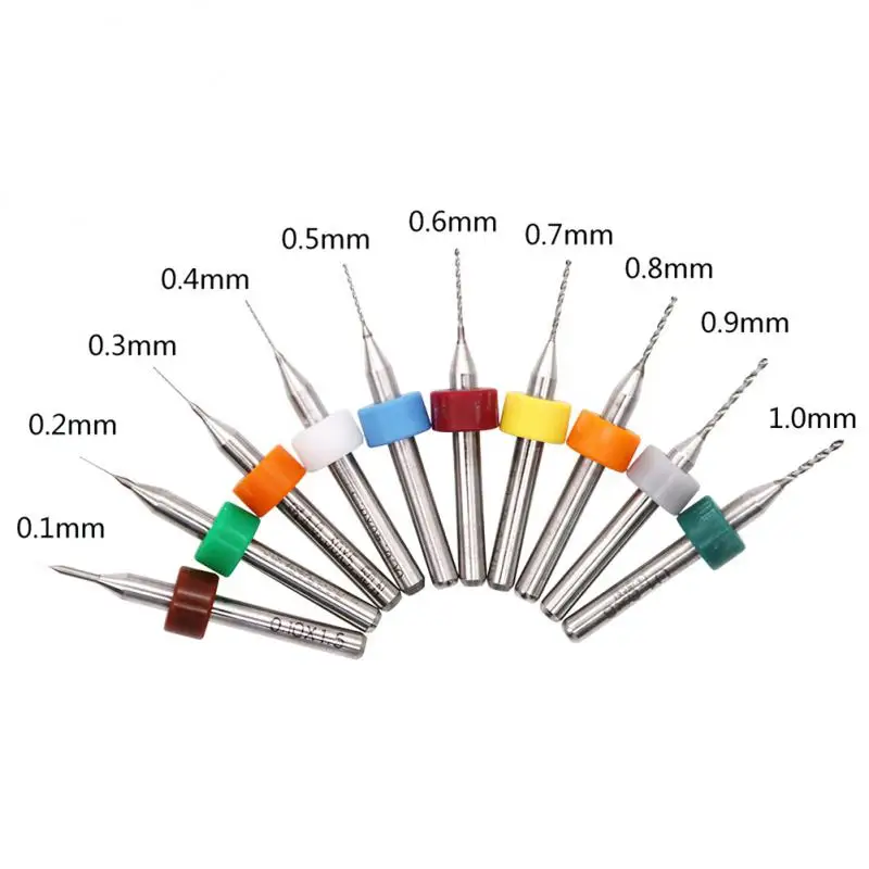 

Mini Drill Bit Tungsten Steel Carbide 10pcs/Set 0.3mm to 1.2mm PCB for Print Circuit Board Drill Bits Machine Drilling Bit Set