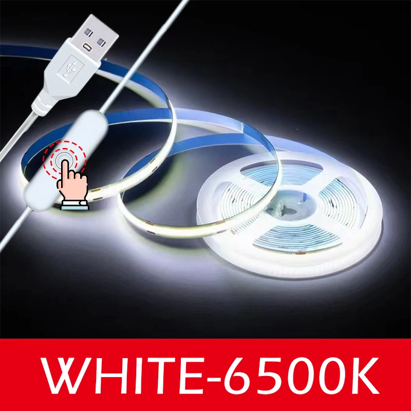 

Гибкая светодиодная лента COB 320 светодиодов/м, USB, теплый белый/белый свет