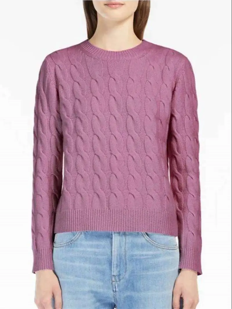 

2022 New Female Solid Color Warm Pullover Tops Women's O-Neck Sweater Cable Textured Long Sleeve Simple Jumper