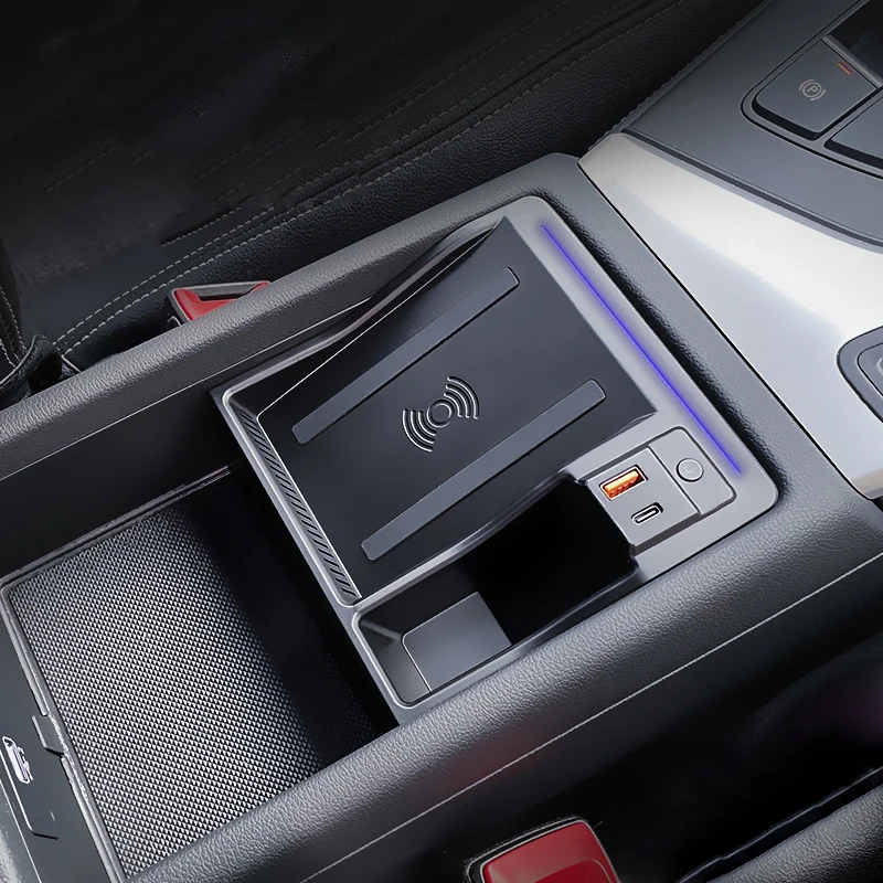 

Автомобильное беспроводное зарядное устройство QI 15 Вт для Audi A4 B9 S4 RS4 A5 S5 RS5 2017-2022, быстрое зарядное устройство для телефона, подлокотник, заря...