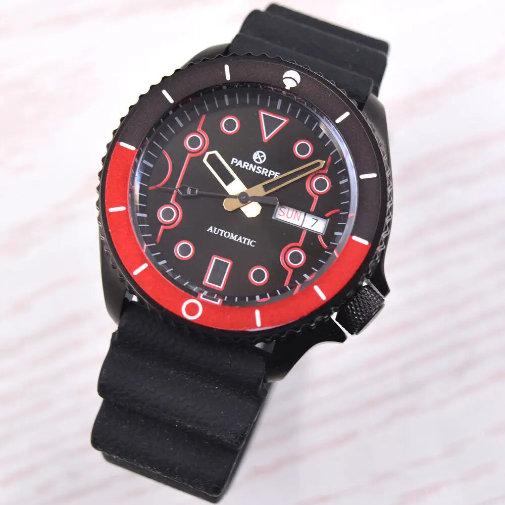 

42MM Luxury PARNSRPE Sapphire glass black dial NH35 Men Mechanical Watches NH35A Automatic Mens Watch