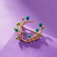 fashion jewelry green olive branch brooch green leaf pins vintage gift accessory