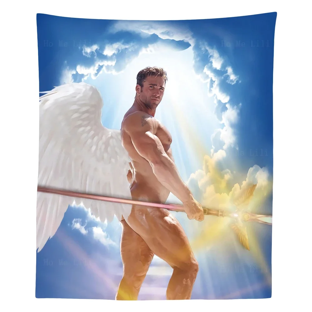Ангел Билли в небеса со скипетром крест Евгелийя татуировка гобелен от Ho Me Lili для