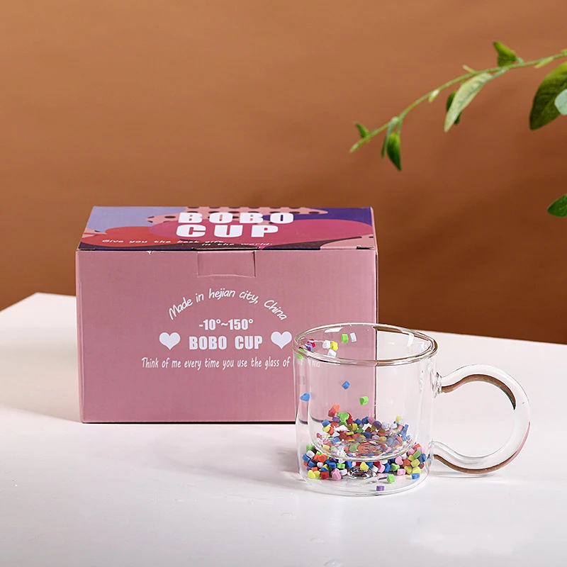 Милые Чашки с двойными стенками чашка для кофе плавающим сердечком