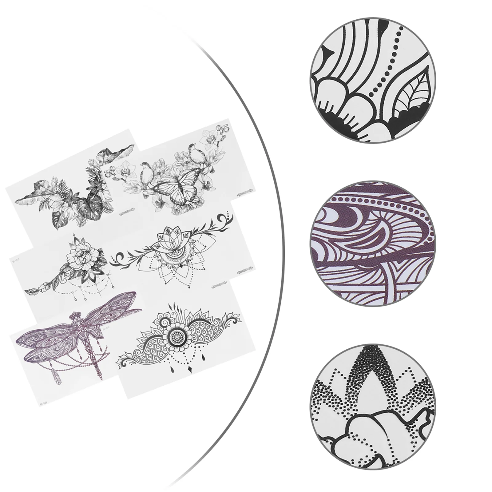 

6 Sheets Temporary Tattoos Flower Moon Pendant Temp Tattoos Temporary Sticker Waterproof Tatoos for Use
