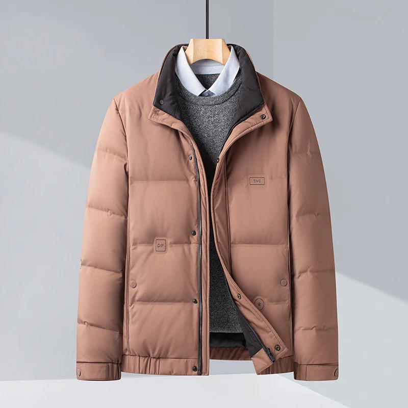 Top Grade Men's Business Casual Fashion Short Down Jacket 2022 New Men Stand Collar Ultra Lightweight Keep Warm Brand Down Coat