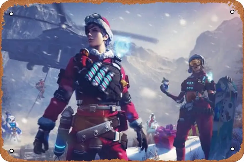 Плакат Gren Free Fre Wnter 4Ks Gme Decor Metl Sgns Vntge Tn Sgn Sutble For Home Br Yrd RV Ktchen Office 12x8 nch 4 отверстия