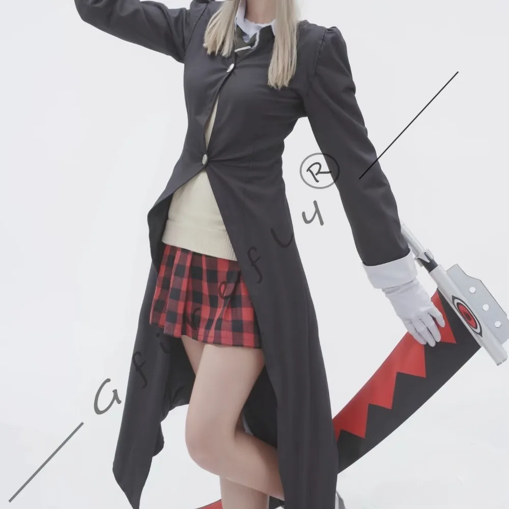 Фото Костюм для косплея Soul Eater Мака Албарн: черный плащ с париком и аксессуарами, полный комплект для женщин, на Хэллоуин и Comic Con №5