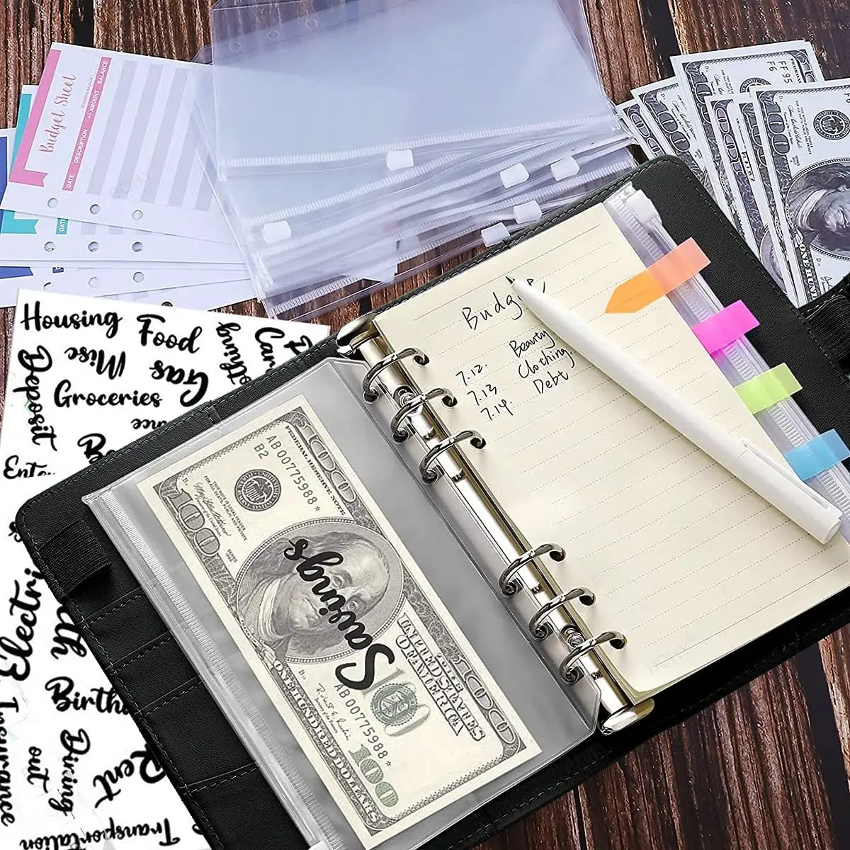 Новые бумажные карманы с 6 отверстиями пластиковые бумажники на молнии конверты