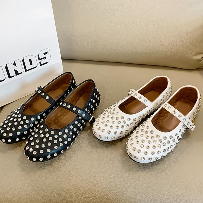 Роскошные женские балетки с заклепками брендовые Дизайнерские Туфли Мэри Джейн
