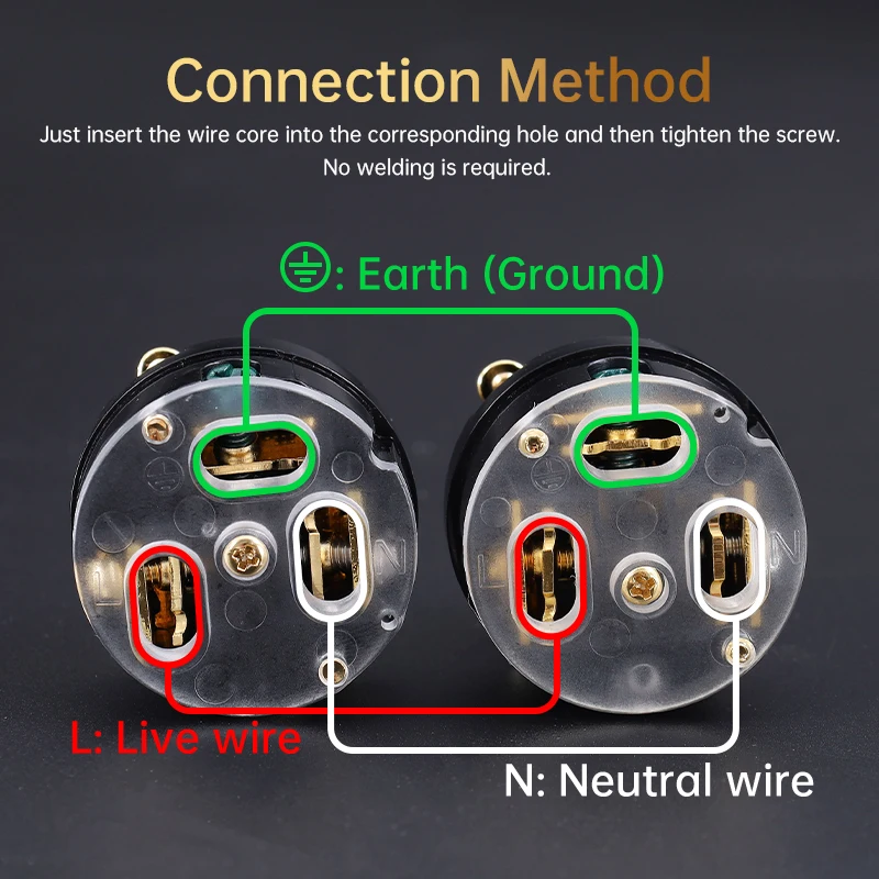 Фото Разъем питания Serost HiFi C-13 IEC (гнездо) из красной меди, стандарт США, для DIY аудиокабелей №3