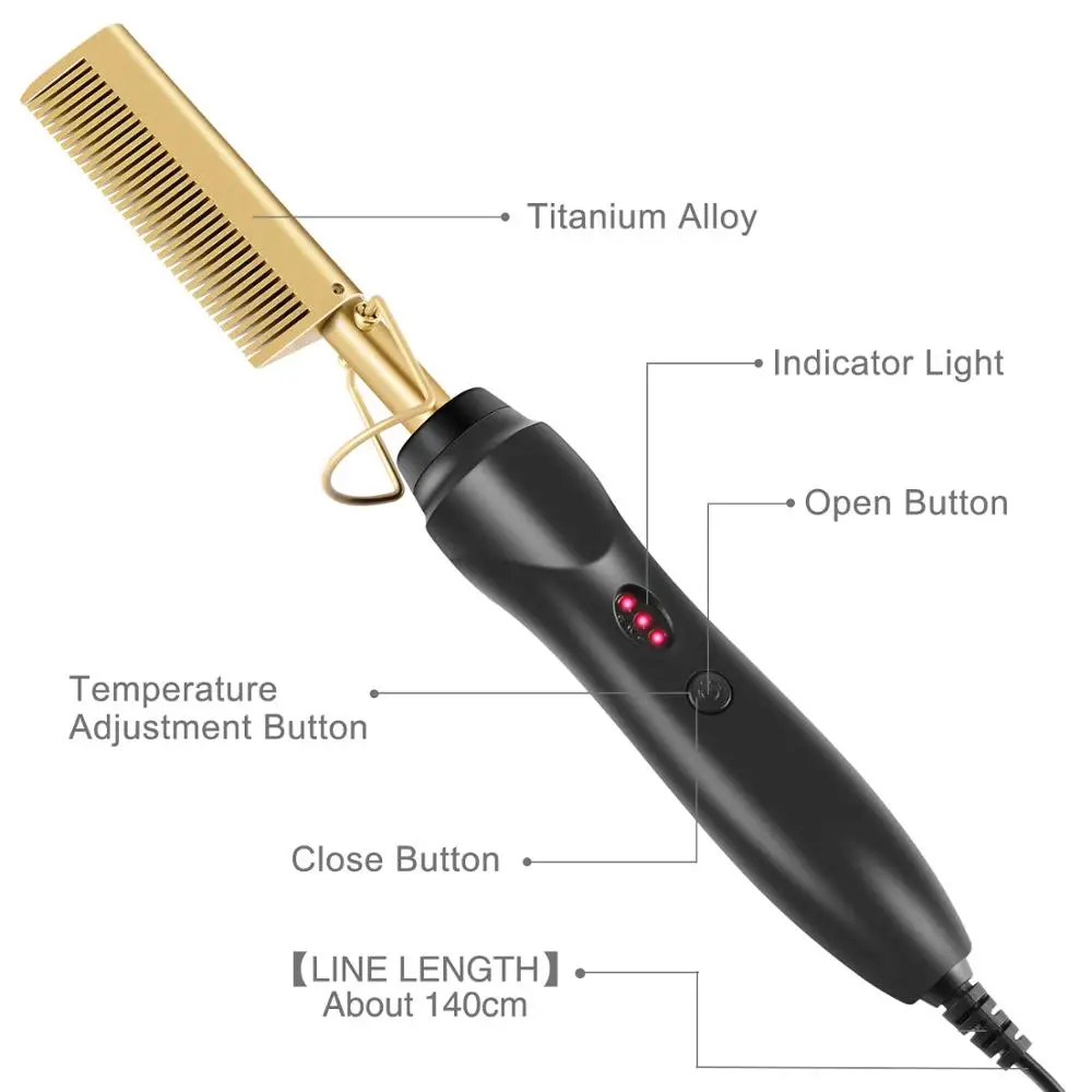 2 in 1 Hot Heating Hair Straightener Curler Wet Dry Electric Hair Straightening Comb Portable Hair Flat Iron Straightening Tools images - 6
