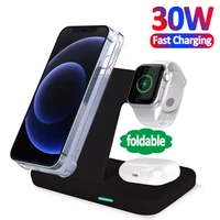30w wireless charger 3 in 1 qi fast charging holder stand for iphone 13 12 11 pro iwatch airpods pro 8 samsung s21 s20 xiaomi lg