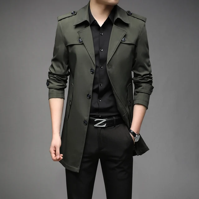 New Spring Men Trench Fashion England Style Long Trench Coats Mens Casual Outerwear Jackets Windbreaker Brand Mens Clothing 2022 6