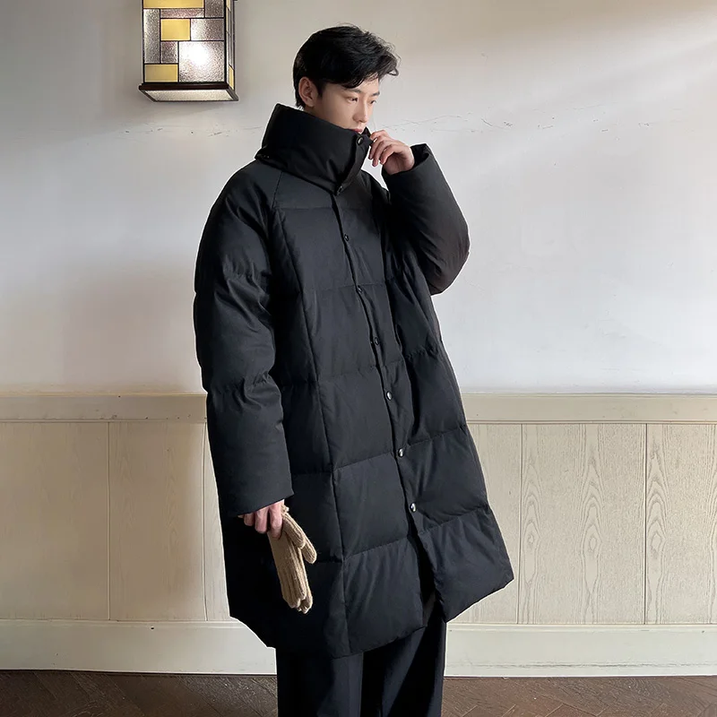 Winter Jacket Men Warm Fashion Oversized Thickened Long Coat Men Korean Loose Black Beige Thick Jacket Mens Parker Clothes M-2XL
