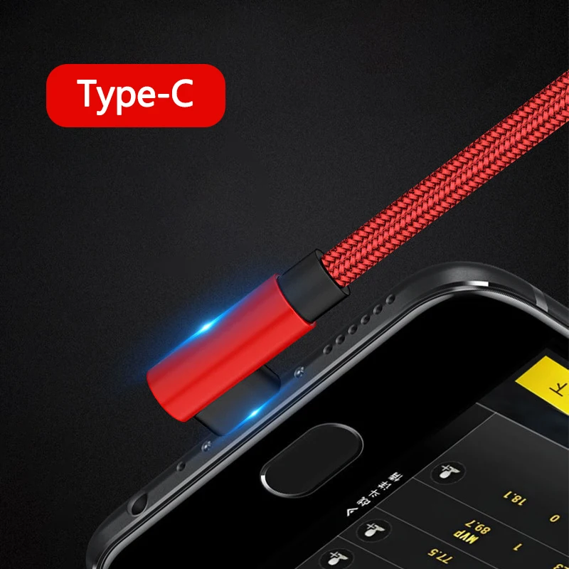 Кабель USB Type-C 66 Вт 90 градусов 6 А быстрая зарядка для Xiaomi Samsung Huawei Кабели C быстрой