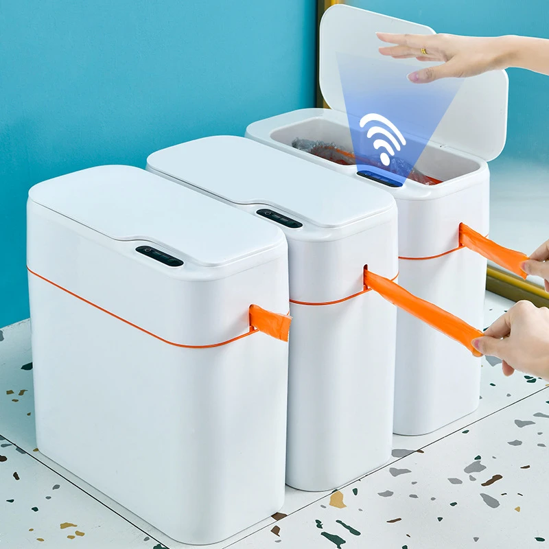

New Induction Trash Can Smart Sensor Garbage Bin Automatic Sealing 18L Kitchen Bathroom Waterproof Large Privacy Trash Bin