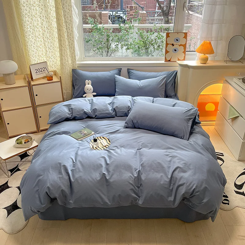 

2023 New Five Star Hotel Homestay Pure Cotton Solid Color Cotton Modern Simple Wholesale Four Piece Home Textile Set