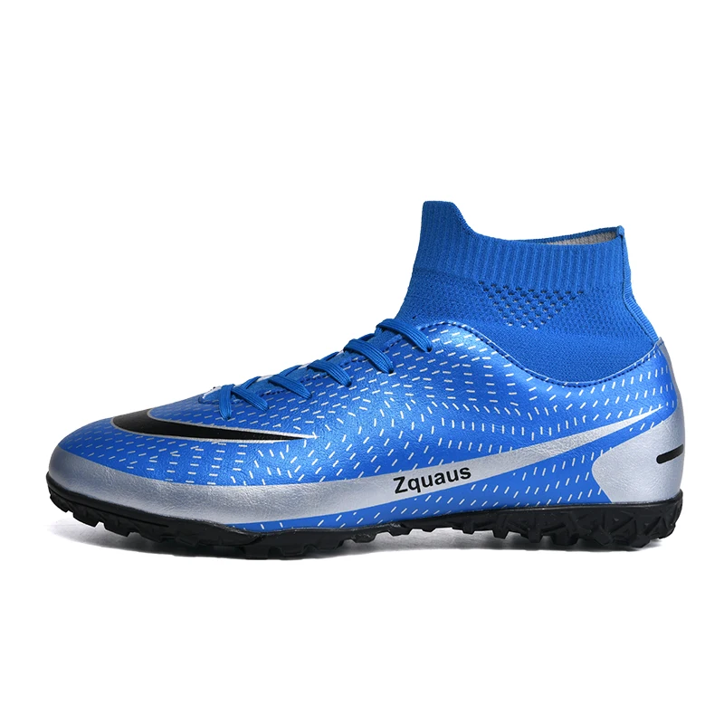 Fashion Blue Turf Football Boots Men Outdoor Soccer Shoes Kids Soccer Cleats Teenager Training Sport Sneakers Chuteira Society