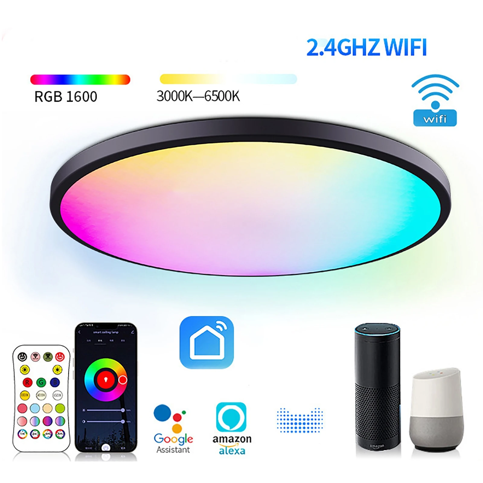 

Tuya Smart Wifi Led Ceiling Lamp Smart Life Remote Control Dimmable Indoor Lighting White Cold White Warm For Alexa Google Home