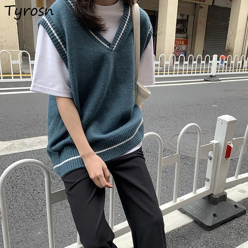 Женские свитера жилеты в консервативном стиле Harajuku студенческая уличная одежда