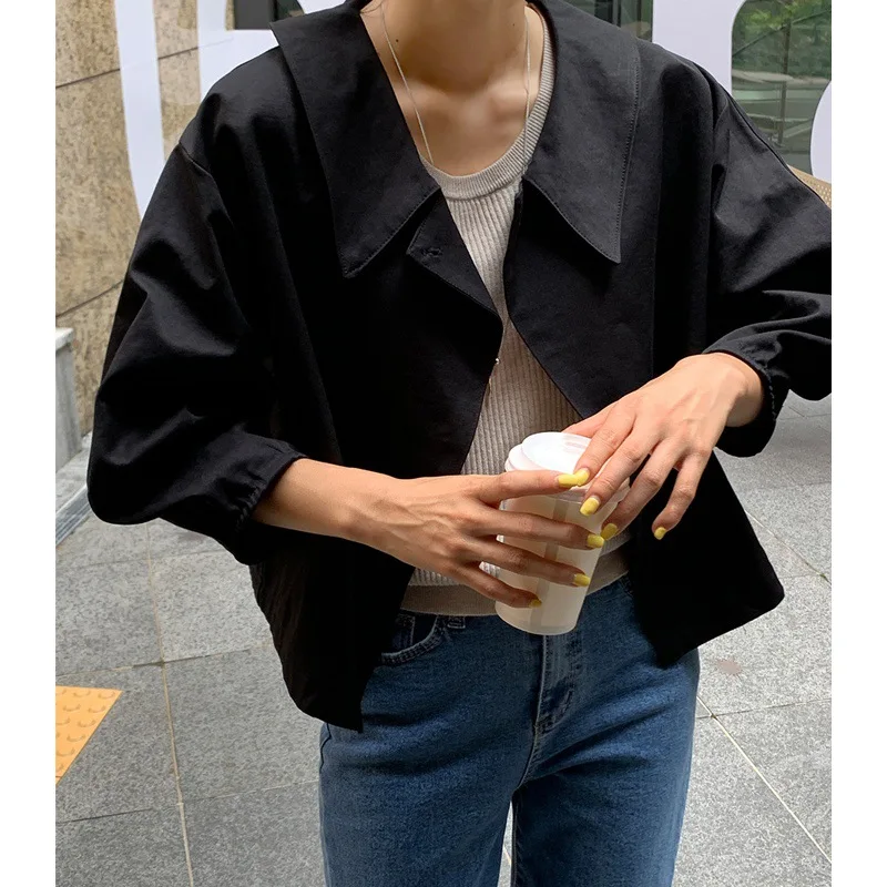 Niche Design Collar Drop-Shoulder Sleeve Loose Casual SlitCoat Cape Coat