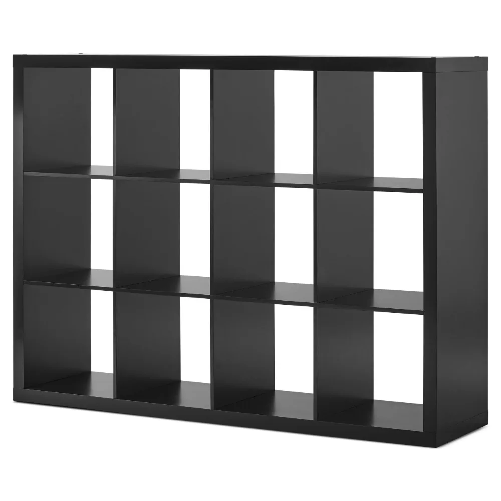 

12-Cube Storage Organizer, Solid Black book shelf furniture ，Living Room bookcase ，Living Room cabinet
