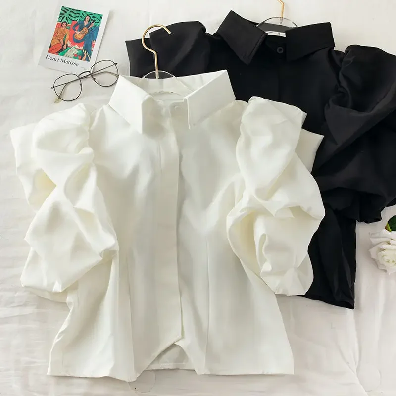 Рубашки с рисунком манги для женщин рубашки volantes цвет белый и черный летние 2024