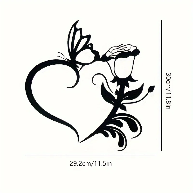 Черный Классический Настенный Декор В Форме Бабочки И Розы Сердца Матовое