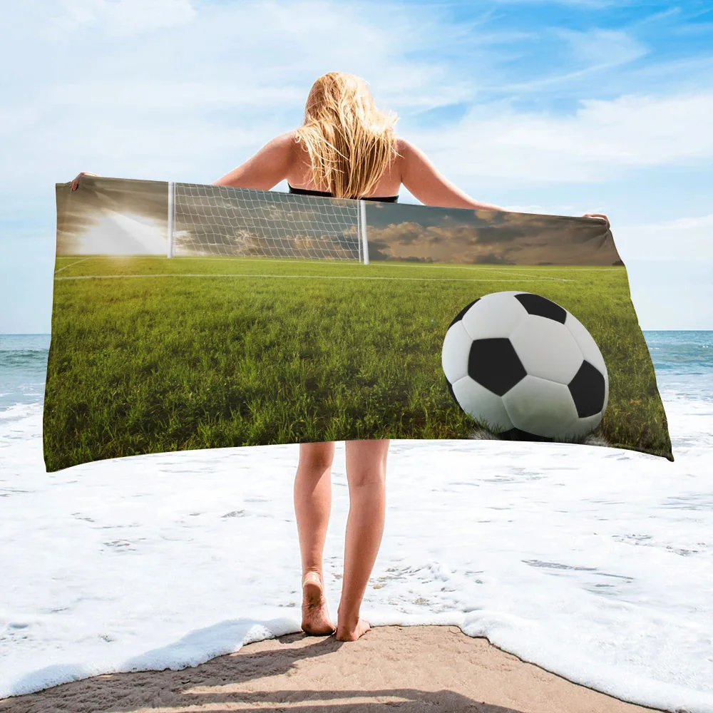 

Football Grass Goal Beach Towel Outdoor Sports Swimming Bath Towel Quick-Drying Microfiber Beach Towel Printed Towel