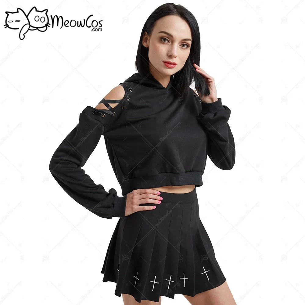 Meowcos сексуальная милая готическая темная стильная плюшевая толстовка с