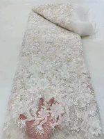 white african 3d lace fabric 2022 high quality lace material nigerian sequins beaded lace fabric for wedding dress sewing