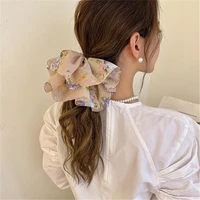 new fashion chiffon oversized printed hair rope hair ties for women ponytail holder sweet elastic hair band hair accessories