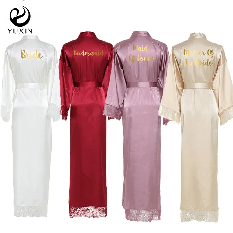 

Шелковый халат, Атласный халат, кружевные халаты, белые халат подружки невесты для подружки невесты, свадебные длинные халаты, Халат