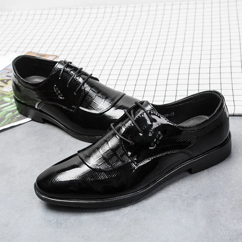Men Dress Shoes Business Leather Shoes Dress Casual Low Top Solid Color Nonslip Dress British Style Leather Shoe Spring Men Shoe