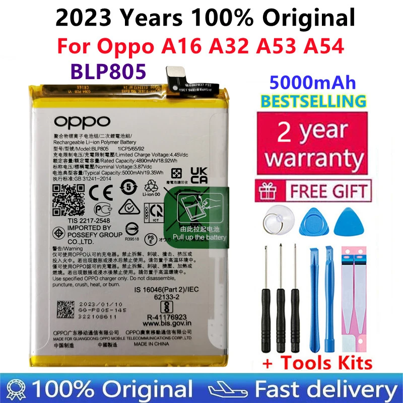 

100% Original BLP805 5000mAh Phone Replacement Battery For Oppo A16 A32 A53 A54 CPH2269 PDVM00 CPH2127 CPH2131 CPH2239 Batteries