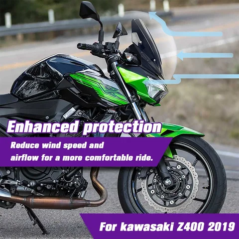 Передний обтекатель лобового стекла мотоцикла WOLFLINE с кронштейном для Kawasaki Z400 2019 2020 2021 2022 2023 2024, аксессуары для мотоциклов