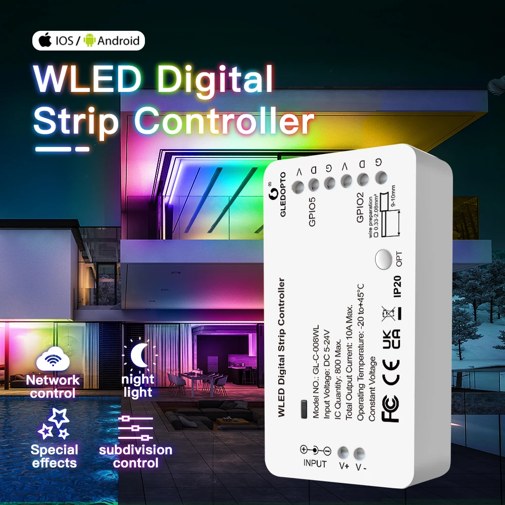 Светодиодная лента, контроллер RGB SPI DIY, 5-24 В, с динамическим режимом освещения, приложение для WS2812B WS2811 SK6812 TM1814 WS2813/2815