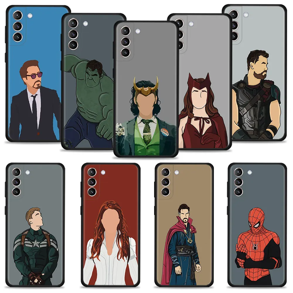 

Case For Samsung Galaxy S22 S21 S20 Ultra FE S10 S9 S8 Plus S10e Note 20Ultra 10Plus Marvel Avenger Figure Painting No Faces Art