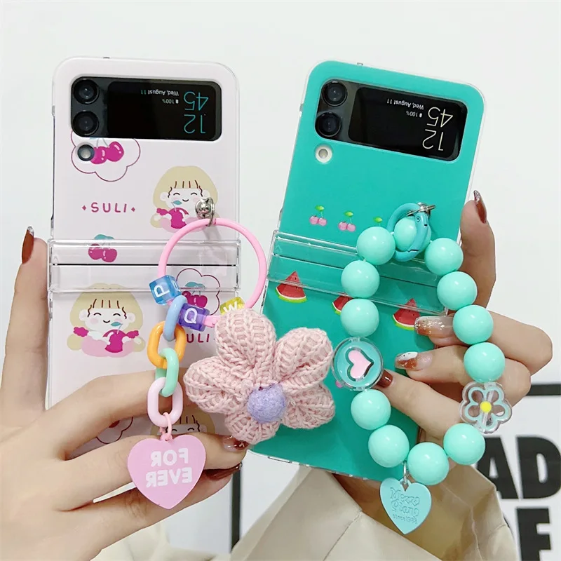 

Fresh Watermelon Cartoon Cherry Phone Case for Samsung Galaxy Z Flip 3 Z Flip 4 Hard PC Back Cover for ZFlip3 ZFlip4 Case Shell