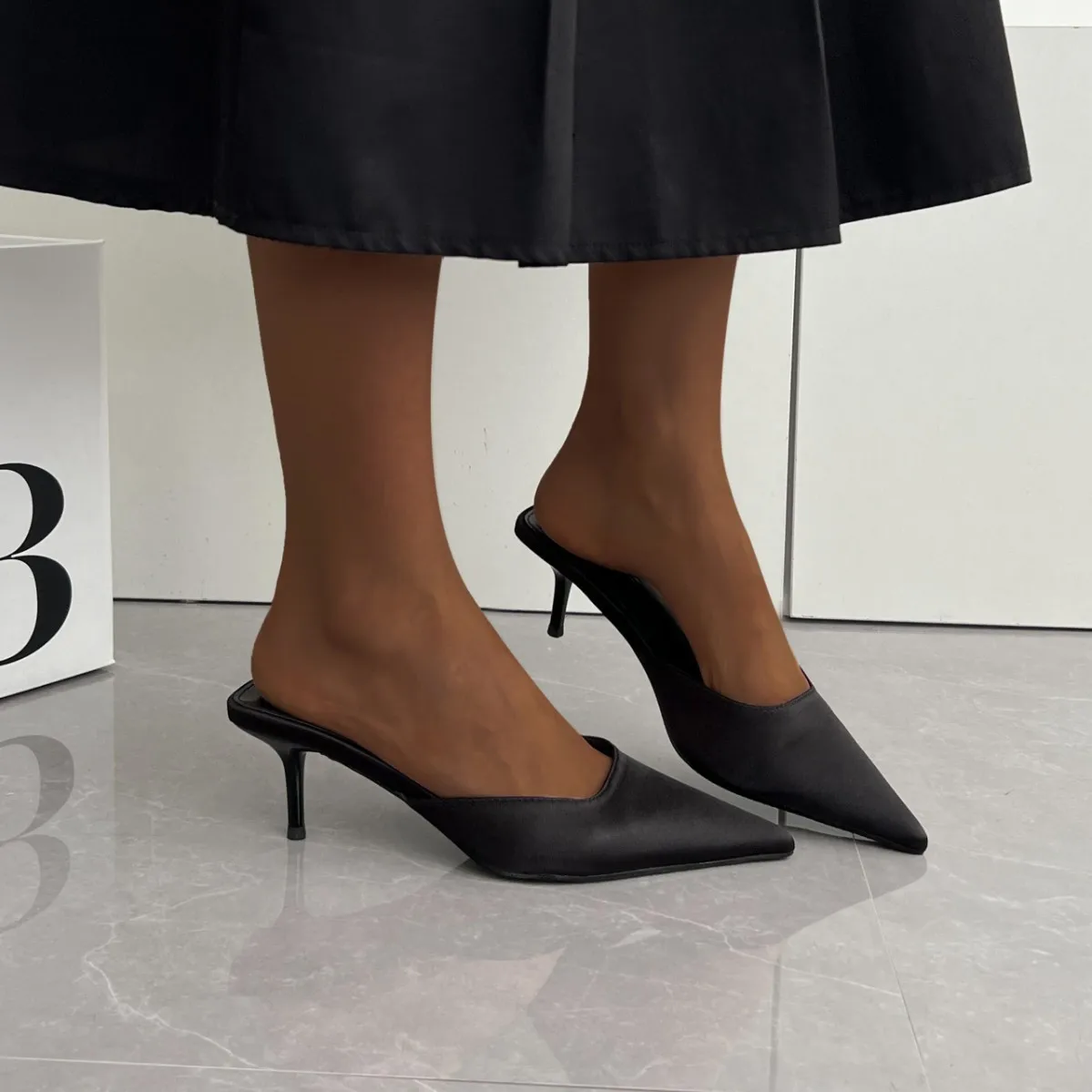 Женские полутапочки Baobao во французском стиле новые летние черные босоножки на