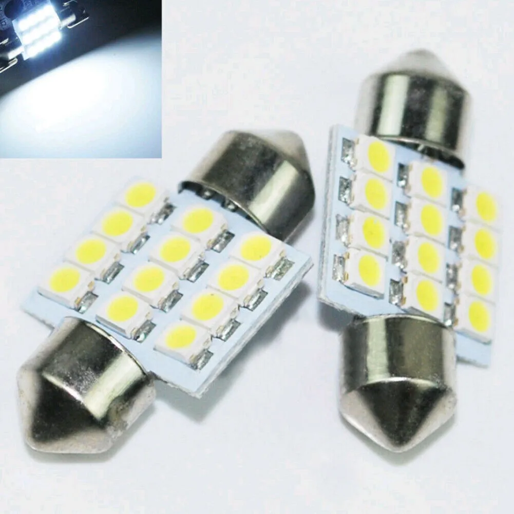 

6000K License Plate Light Bulbs Car Dome Interior LED Super Bright White 12-SMD