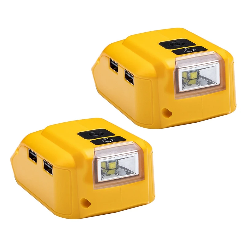 

2X DCB090 Suitable for Dewalt 12V18V Lithium Battery Power Tool Charger Dual USB with 3W Lamp