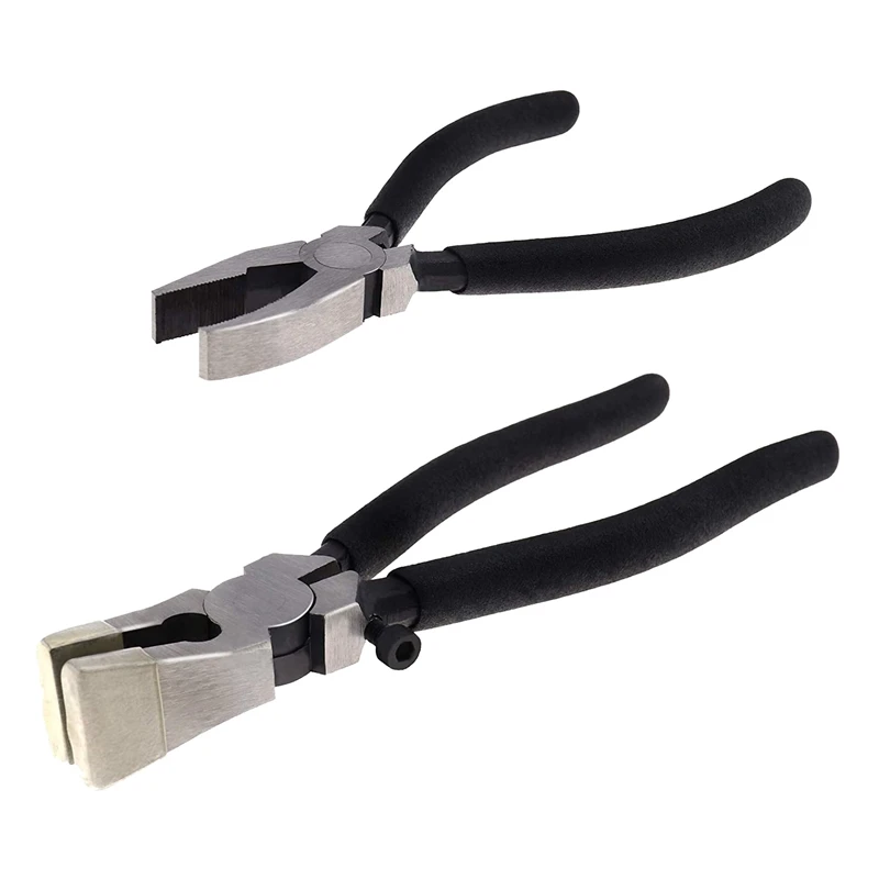 

2 Pieces Glass Breaking Pliers With Rubber Tips For Stained Glass Mosaics Pending Running Plier Hand Tools,Black