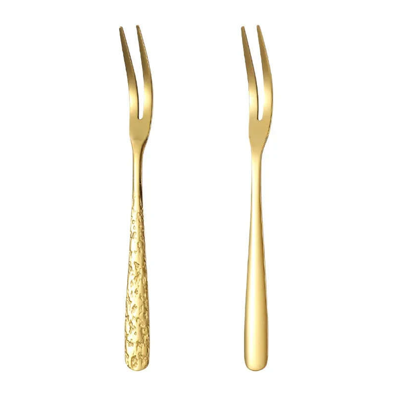 Thickened 304 Stainless Steel Fruit Fork Home Use Small Cake High-End Exquisite Sign Two-Tooth