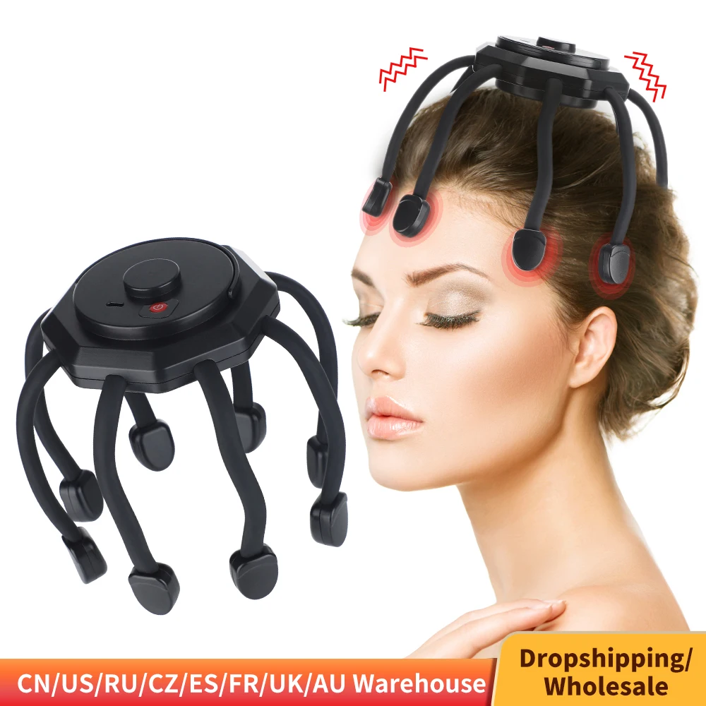 

Electric Octopus Head Massager Vibration Massage 3 Modes Massage Scalp Relieve Head Fatigue Relax Wireless Portable Rechargable