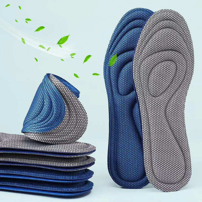 4Pcs Memory Foam Insoles Antibacterial Deodorization Sweat Absorption Insert Sport Shoes Running Pads Breathable Insole Footcare