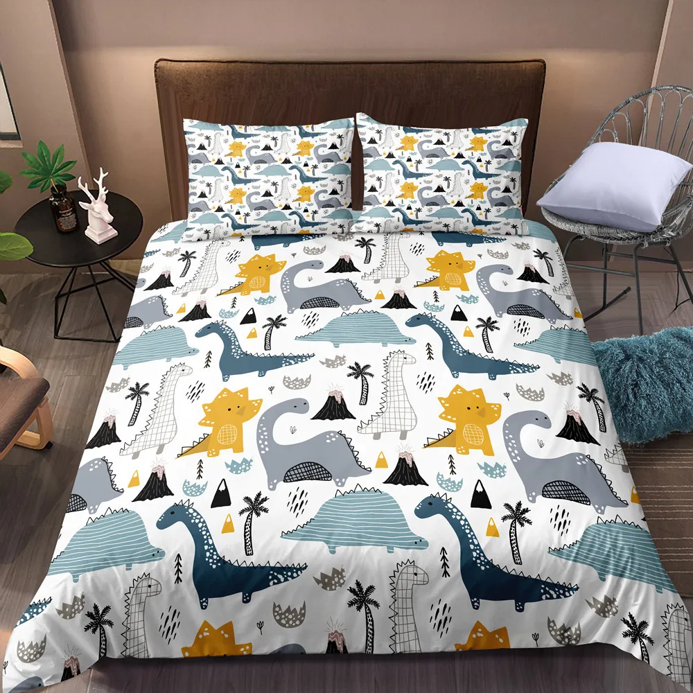 

Dinosaur Bedding Set for Kids Duvet Cover Set Single Bed Microfiber Soft Bedclothes Set 3D Print Quilt Cover Set With Pillowcase