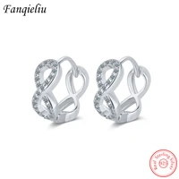 fanqieliu 8 cross zircon real 925 sterling silver hoop earrings for woman new jewelry luxury gift girl fql21581